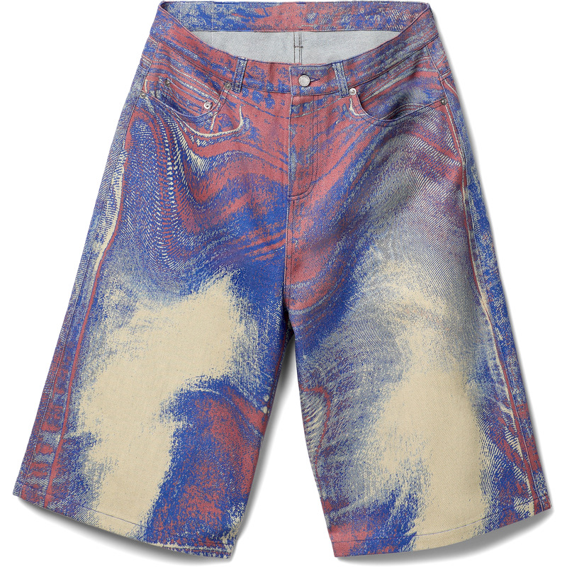Camper Denim Shorts - Apparel For Unisex - Blue, Beige, Red