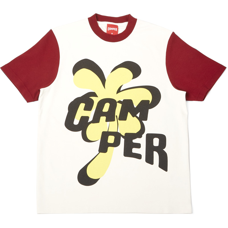 CAMPER T-Shirt - Unisex Kleding - Wit,Kastanjebruin,Geel