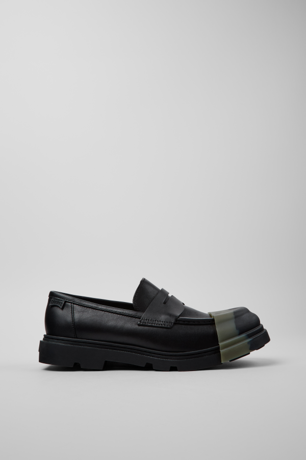 【新品未使用】Camper 黒 レザーローファー CAMPER 黒✖️ペールブルー レザーローファー
