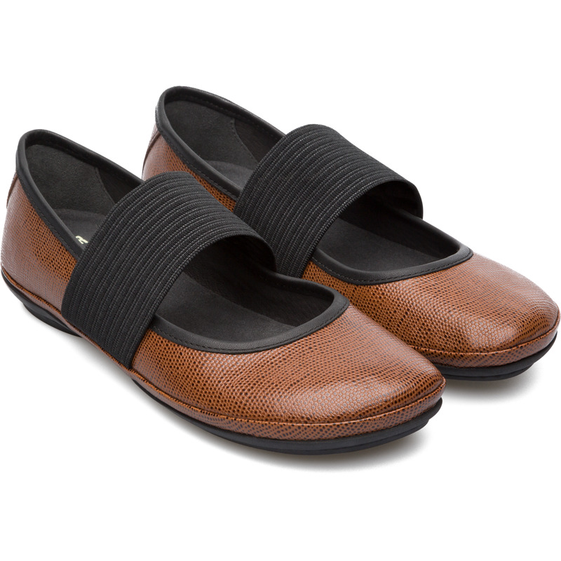 CAMPER Right - Ballerinas For Women - Brown,Black, Size 42, Smooth Leather