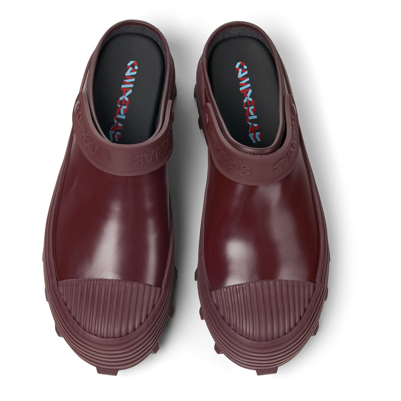 CAMPERLAB Traktori - Unisex Clogs - Burgundy, Size 46, Smooth Leather