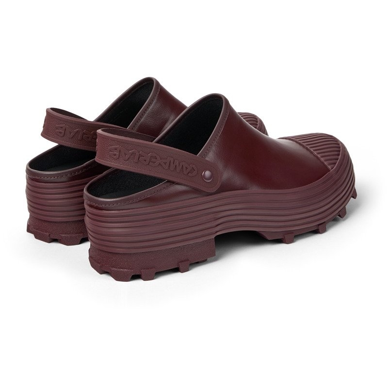 CAMPERLAB Traktori - Unisex Clogs - Burgundy, Size 46, Smooth Leather