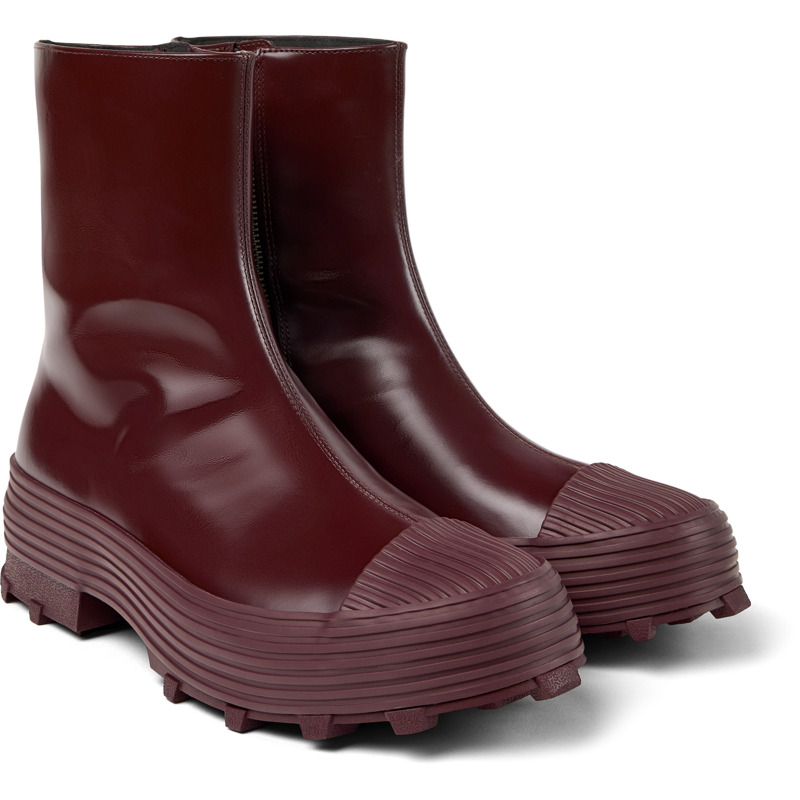 CAMPERLAB Traktori - Unisex Stiefeletten - Burgund, Größe 44, Glattleder