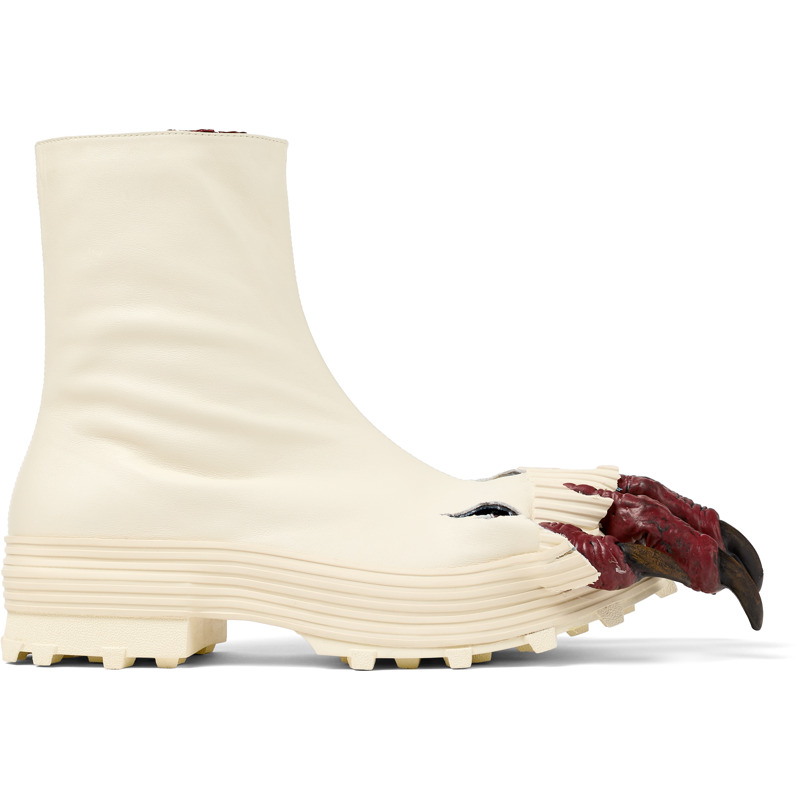 CAMPERLAB Traktori X Alexis Stone #13 - Unisex Ankle Boots - White, Size 42, Smooth Leather
