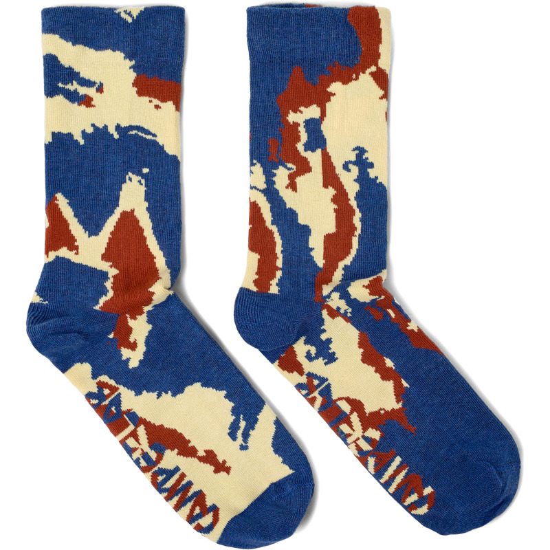 CAMPERLAB Socks - Unisex Skarpetki - Niebieski,Beżowy,Czerwony, Rozmiar L, Tkanina