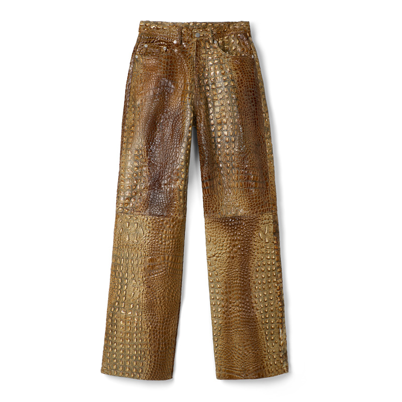 CAMPERLAB Leather Pants - Roupas Para  Unisex - Marrom, Tamanho 28, Pele Lisa