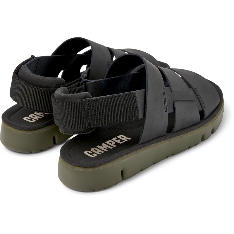 Camper Oruga - Sandals For Men - Black, Size 41, Smooth Leather/Cotton Fabric