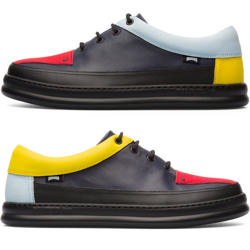 Camper Twins - Sneakers For Men - Blue, Black, Yellow, Size 45, Smooth Leather