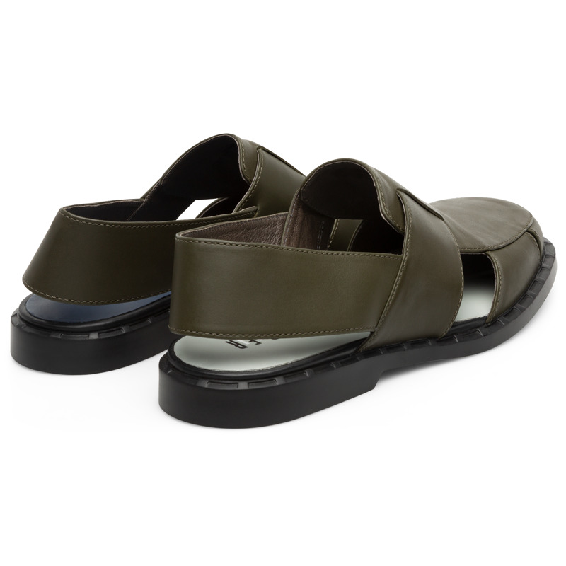 CAMPER Twins - Sandals For Men - Green, Size 44, Smooth Leather