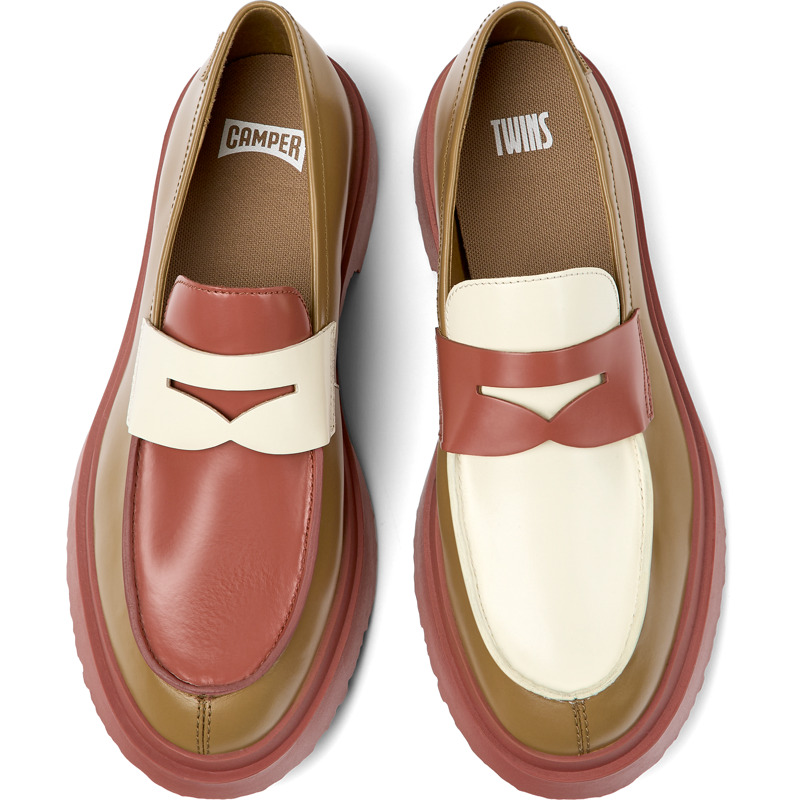 CAMPER Twins - Elegante Schuhe Für Herren - Braun ,Rot,Weiß, Größe 39, Glattleder