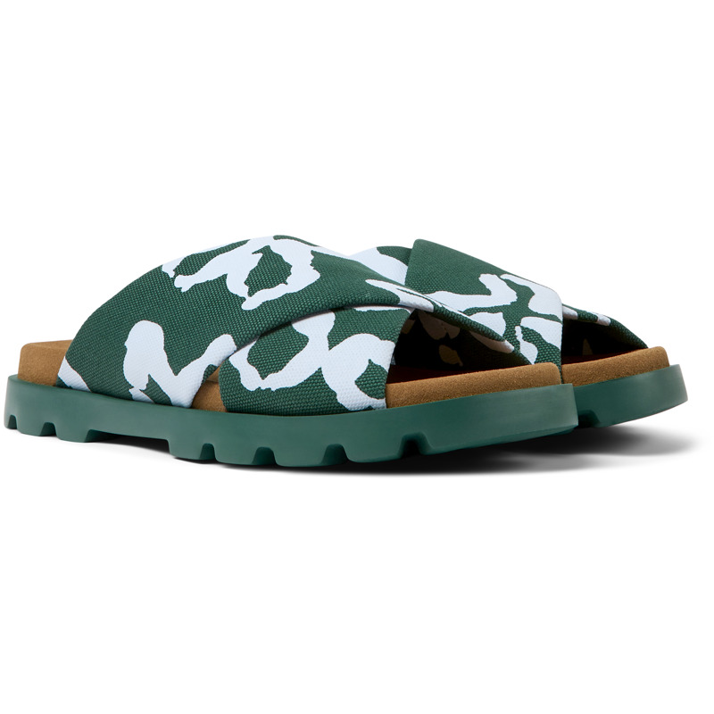 CAMPER Brutus Sandal - Sandals For Men - Green,Blue, Size 45, Cotton Fabric