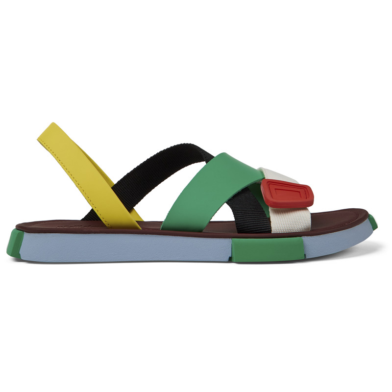 CAMPER Twins - Sandals For Men - Black,Green,Yellow, Size 45, Cotton Fabric/Smooth Leather