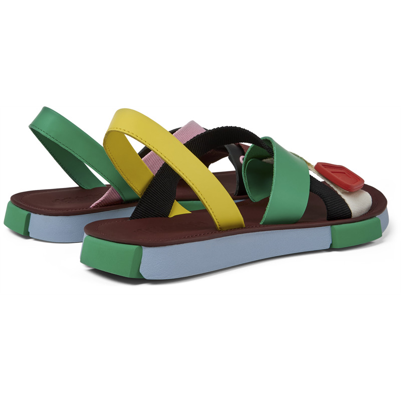CAMPER Twins - Sandals For Men - Black,Green,Yellow, Size 45, Cotton Fabric/Smooth Leather