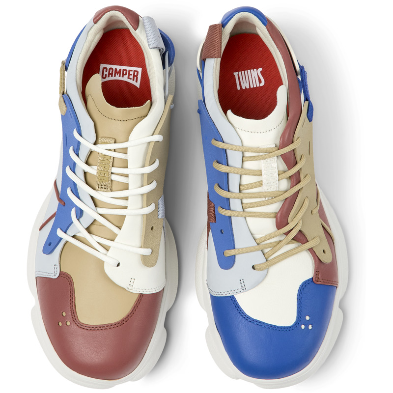 Camper Twins - Sneakers For Men - Red, White, Blue, Size 40, Smooth Leather/Cotton Fabric