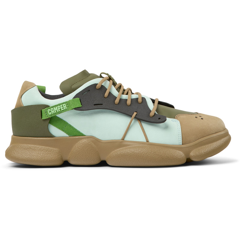 Camper Twins - Sneakers For Men - Brown, Green, Blue, Size 41, Smooth Leather/Cotton Fabric