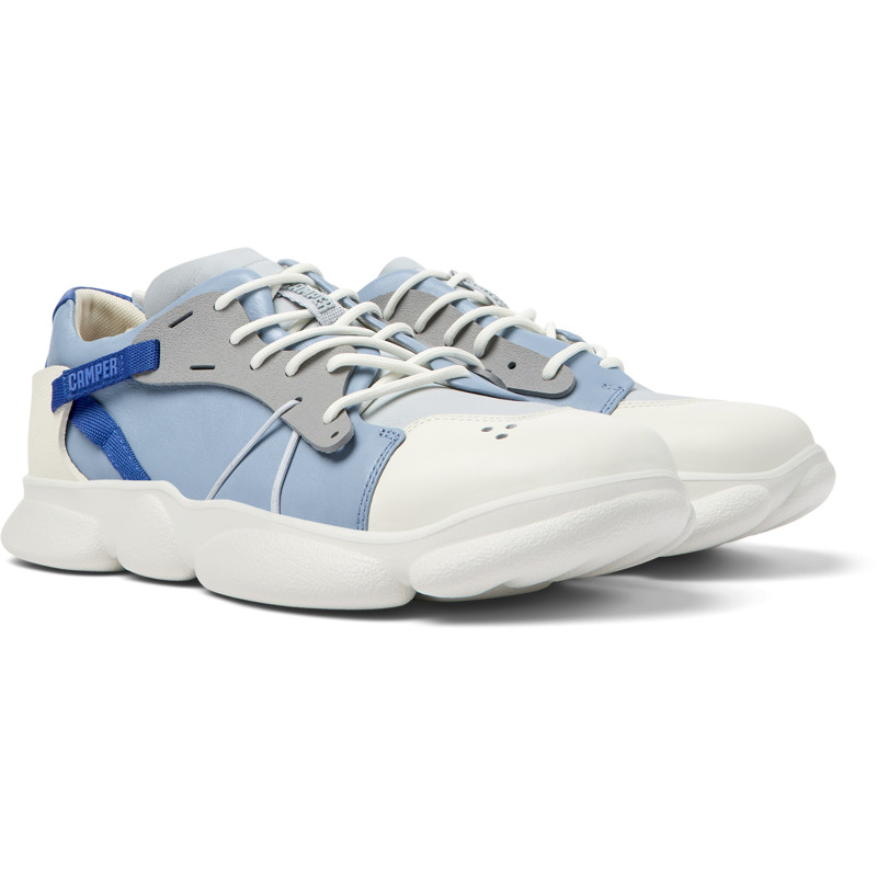 Camper Karst - Sneakers For Men - Blue, Grey, White, Size 43, Smooth Leather/Cotton Fabric