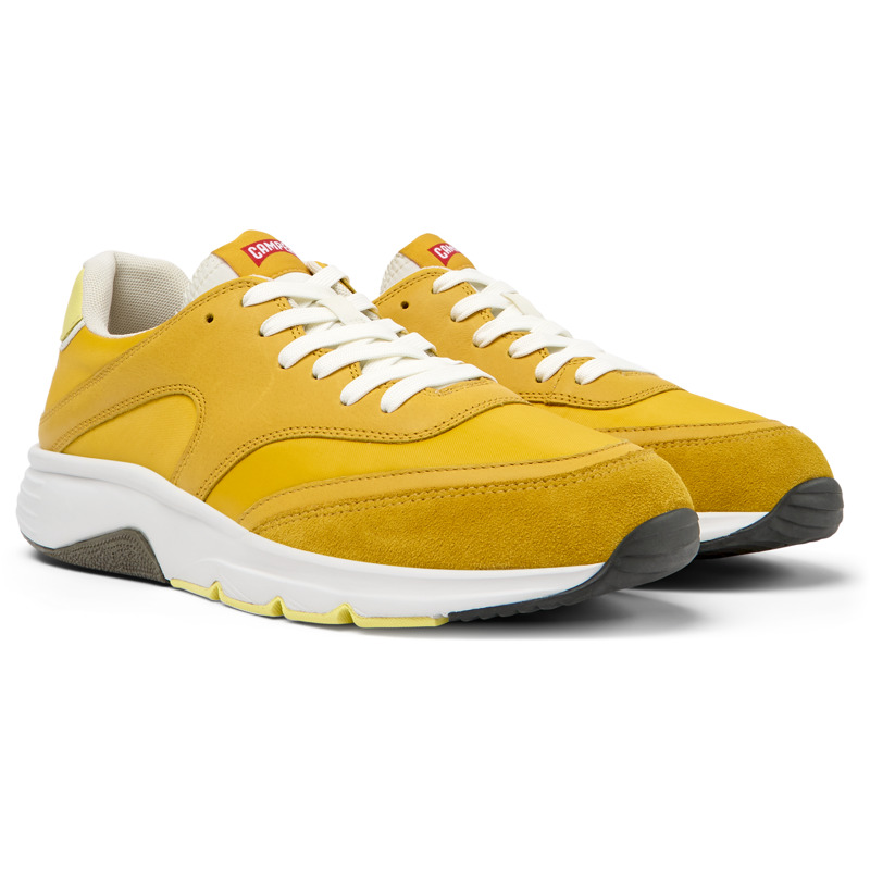 Camper Drift - Sneakers For Men - Yellow, White, Size 44, Cotton Fabric/Smooth Leather