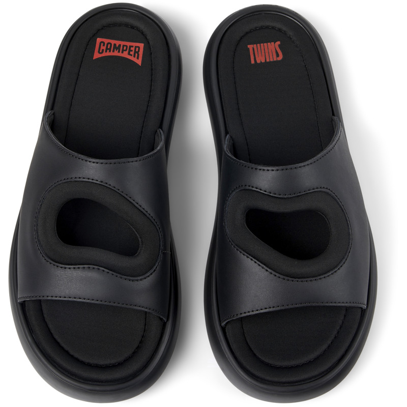 Camper Twins - Sandals For Men - Black, Size 39, Smooth Leather/Cotton Fabric