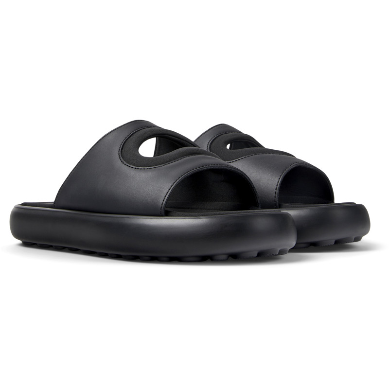 Camper Twins - Sandals For Men - Black, Size 44, Smooth Leather/Cotton Fabric