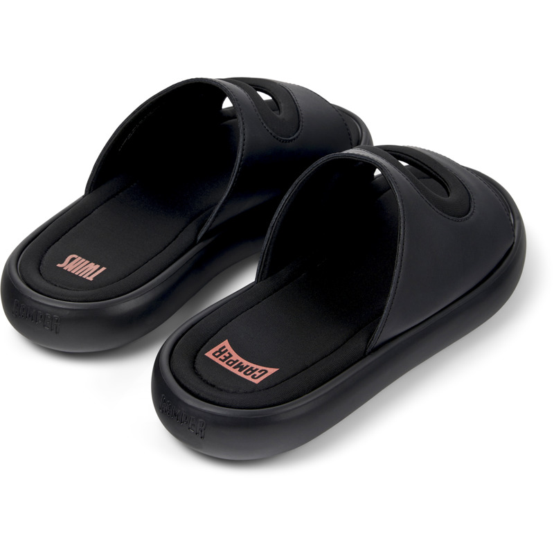 Camper Twins - Sandals For Men - Black, Size 39, Smooth Leather/Cotton Fabric