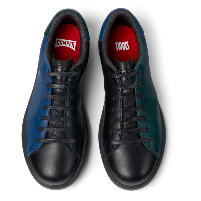 CAMPER Twins - Sneakers For Men - Black,Blue,Green, Size 41, Smooth Leather