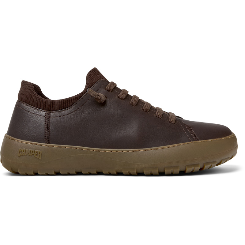 Camper Peu Serra Ribbed-collar Leather Sneakers In Brown
