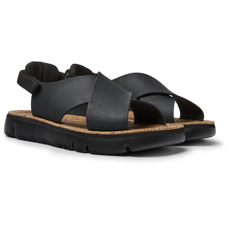 Camper Oruga - Sandals For Women - Black, Size 36, Smooth Leather/Cotton Fabric