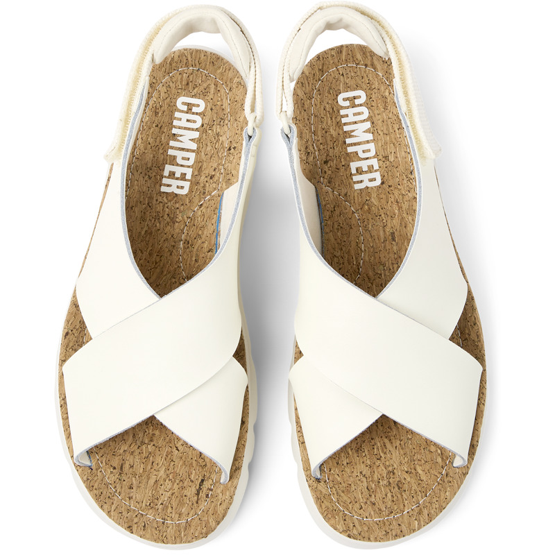 CAMPER Oruga - Sandals For Women - White, Size 39, Smooth Leather/Cotton Fabric