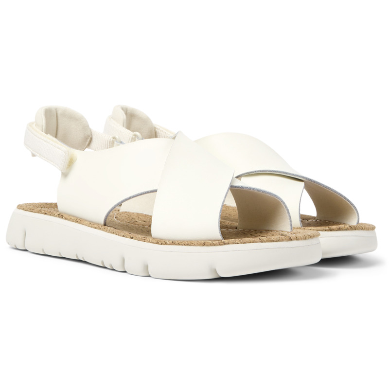 Camper Oruga - Sandals For Women - White, Size 38, Smooth Leather/Cotton Fabric