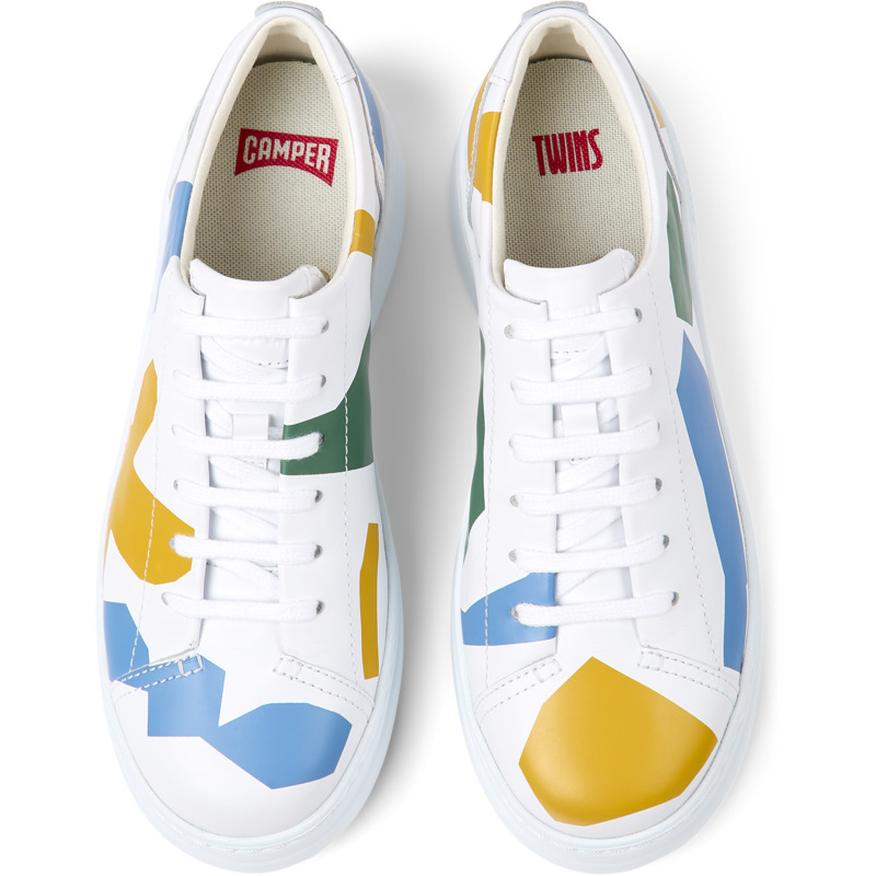 CAMPER Twins - Sneakers For Women - White,Blue,Green, Size 37, Smooth Leather