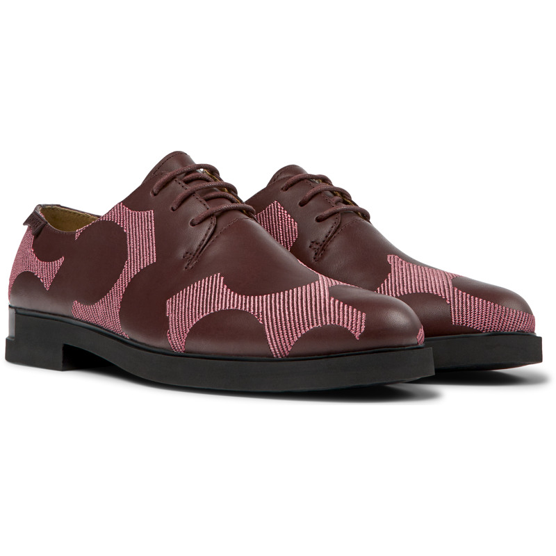 CAMPER Twins - Lace-up For Women - Burgundy,Pink, Size 35, Smooth Leather