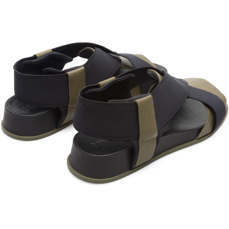 CAMPER Atonik - Sandals For Women - Black,Green, Size 36, Smooth Leather/Cotton Fabric