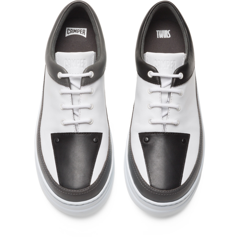 CAMPER Twins - Sneakers For Women - White,Grey,Black, Size 39, Smooth Leather