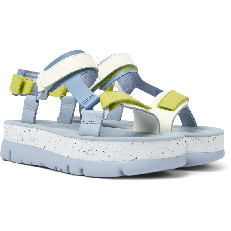 CAMPER Oruga Up - Sandals For Women - Blue,White,Green, Size 39, Smooth Leather
