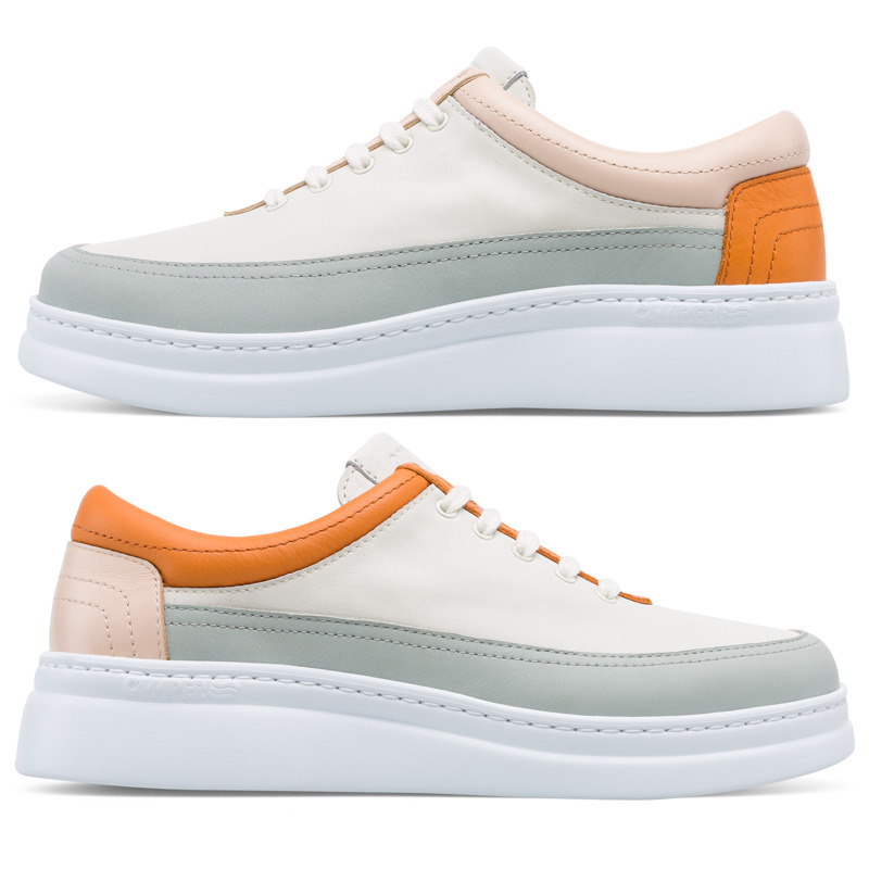CAMPER Twins - Zapatillas para Mujer - Blanco,Gris,Naranja, talla 35, Piel Lisa