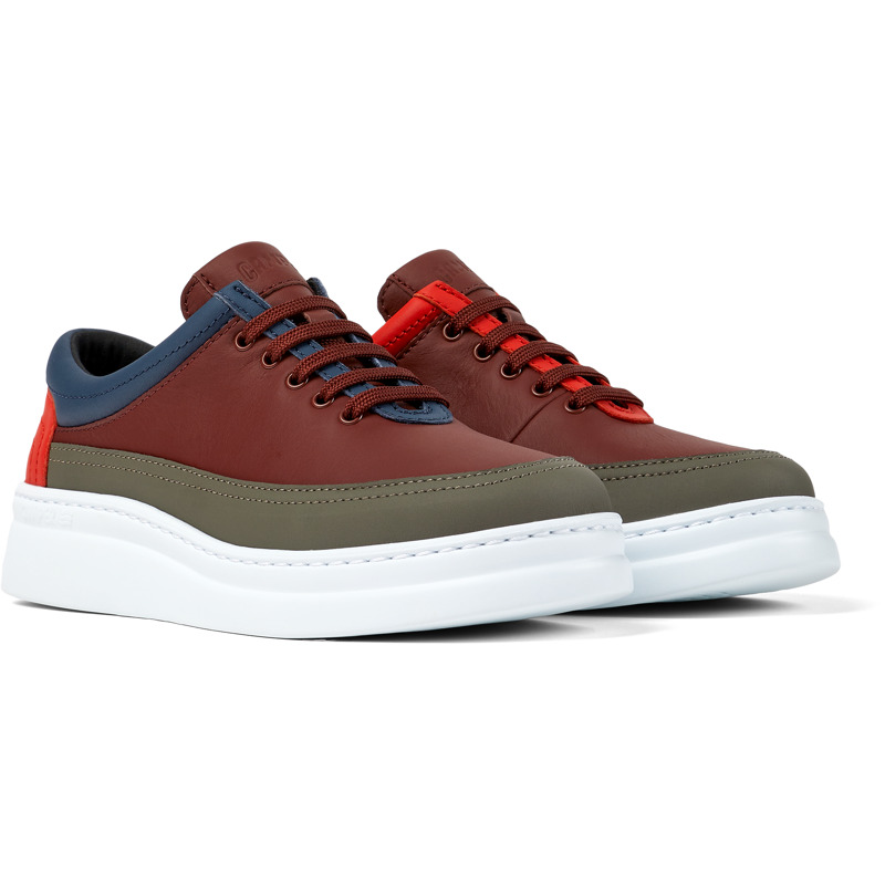 Camper Twins - Sneakers For Women - Burgundy, Brown Gray, Blue, Size 37, Smooth Leather