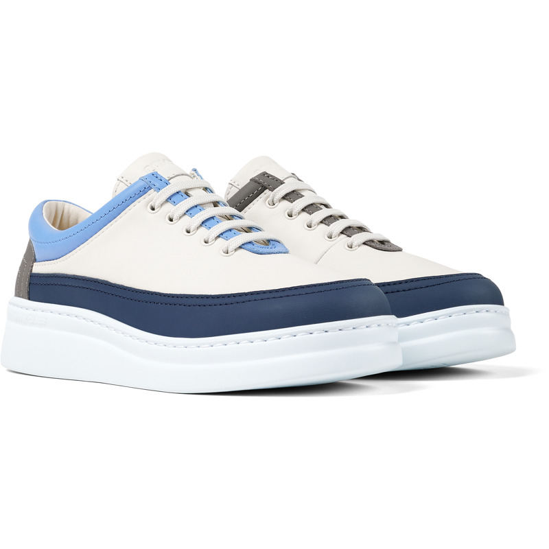 Camper Twins - Sneakers For Women - White, Blue, Grey, Size 35, Smooth Leather