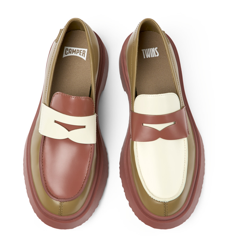 CAMPER Twins - Elegante Schuhe Für Damen - Braun ,Rot,Weiß, Größe 35, Glattleder