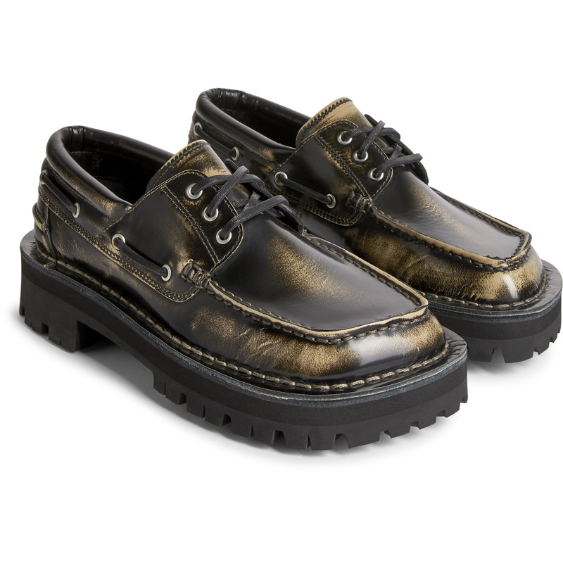 Camperlab Eki Brushed Lace-up Shoes In Brown
