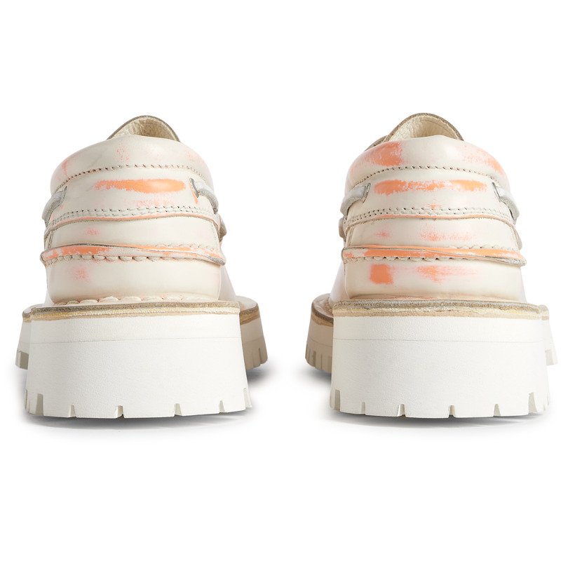 Camper Eki - Formal Shoes For Women - White, Orange, Size 38, Smooth Leather