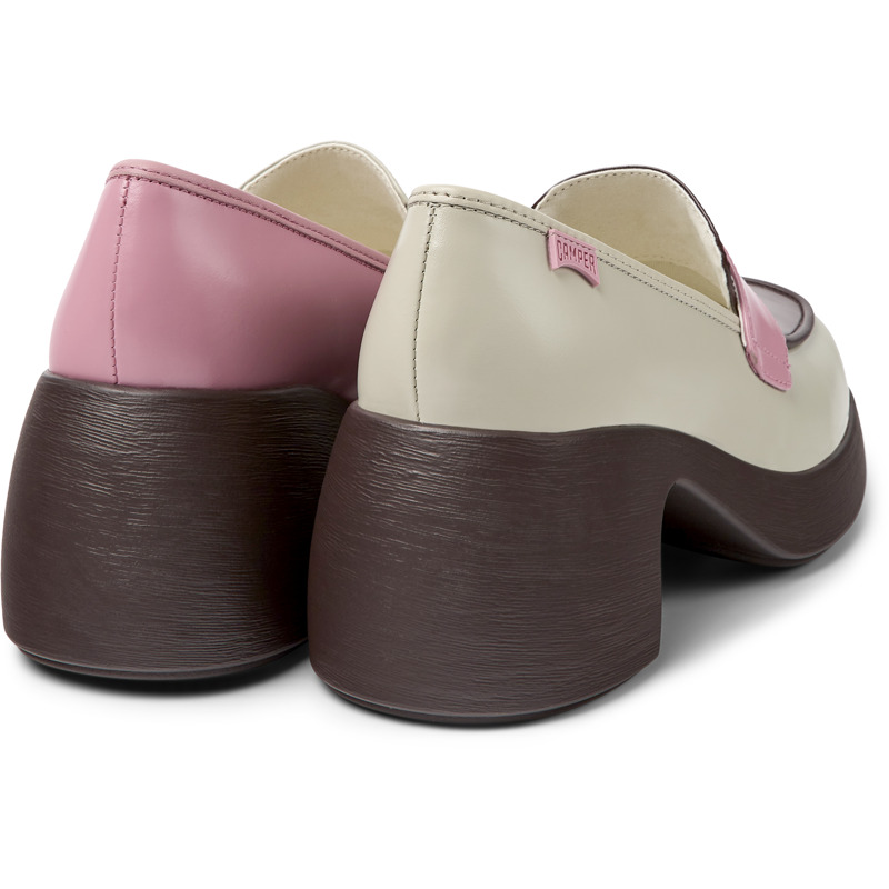 CAMPER Twins - Loafers For Women - Grey,Pink,Burgundy, Size 40, Smooth Leather