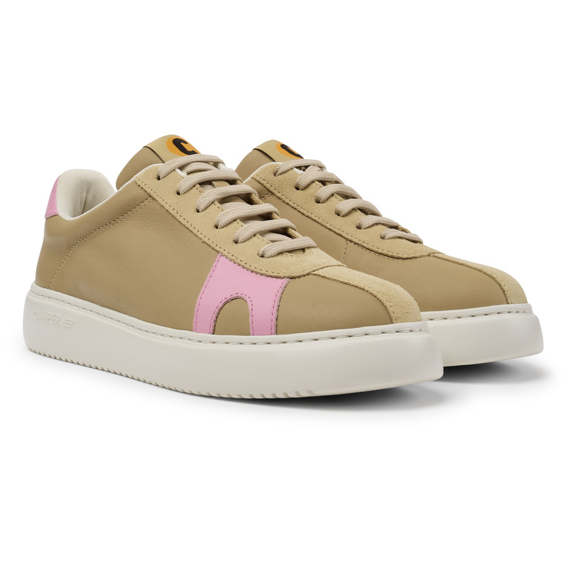 Camper Runner K21 - Sneakers Para Mujer - Beige, Talla 10, Piel Lisa/Piel Vuelta