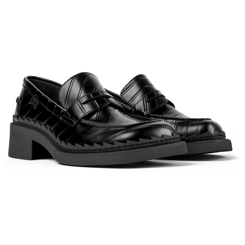 CAMPER Twins - Loafers For Women - Black, Size 37, Smooth Leather