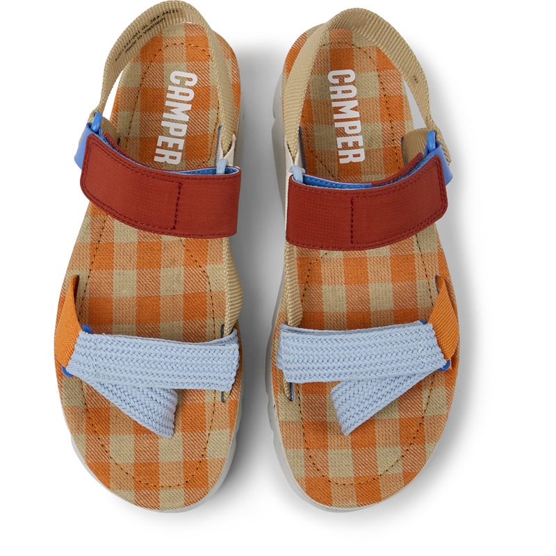 CAMPER Oruga Up - Sandals For Women - Beige,Blue,Red, Size 39, Cotton Fabric/Smooth Leather