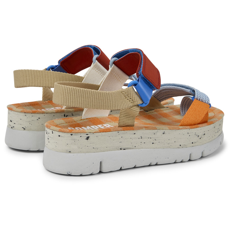 CAMPER Oruga Up - Sandals For Women - Beige,Blue,Red, Size 39, Cotton Fabric/Smooth Leather