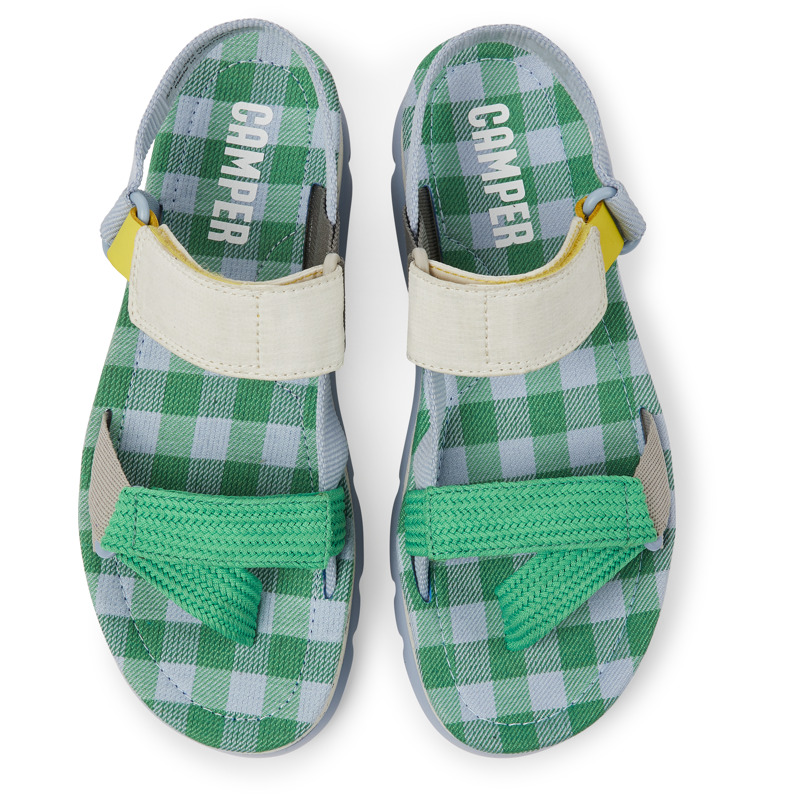 CAMPER Oruga Up - Sandals For Women - Blue,Green,Grey, Size 35, Cotton Fabric/Smooth Leather