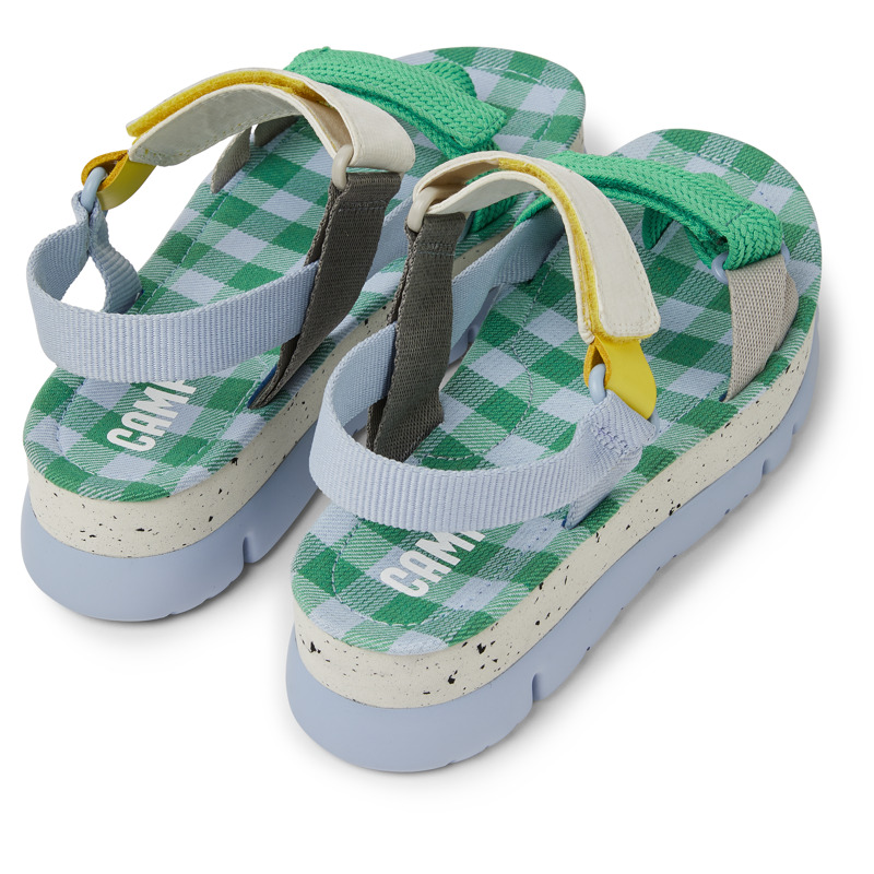 CAMPER Oruga Up - Sandals For Women - Blue,Green,Grey, Size 35, Cotton Fabric/Smooth Leather