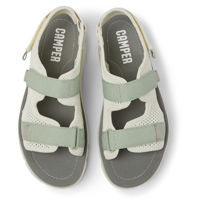 CAMPER Oruga - Sandals For Women - White,Green,Grey, Size 36, Cotton Fabric/Smooth Leather