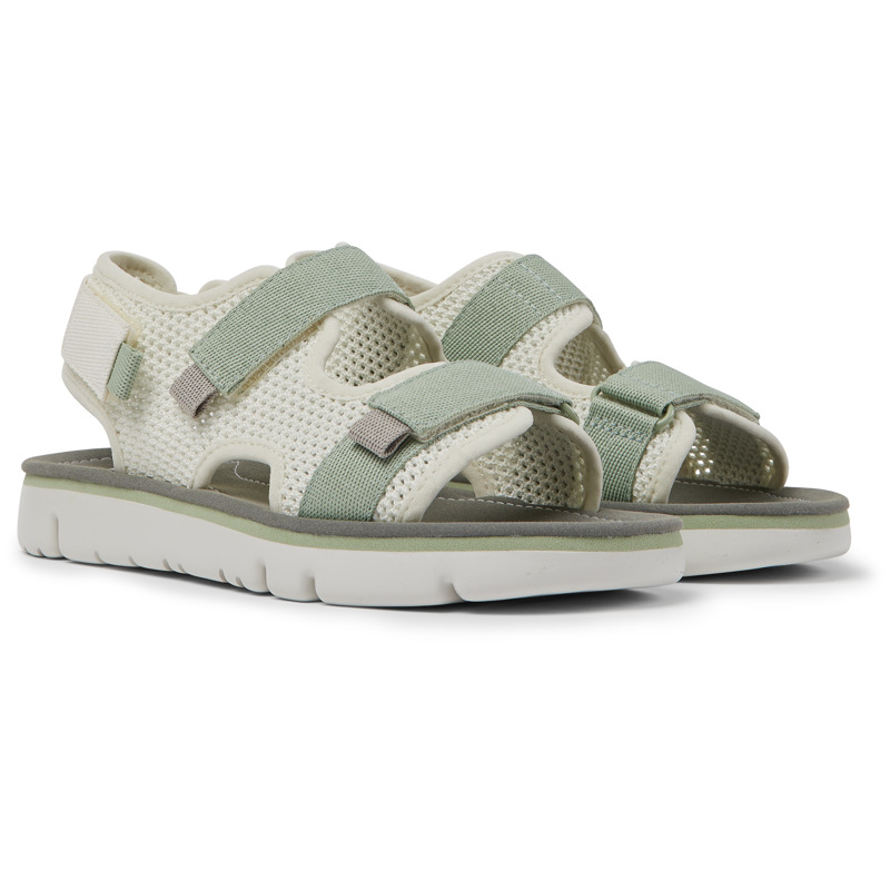 CAMPER Oruga - Sandals For Women - White,Green,Grey, Size 37, Cotton Fabric/Smooth Leather