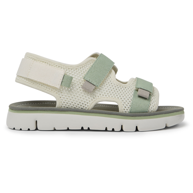 CAMPER Oruga - Sandals For Women - White,Green,Grey, Size 39, Cotton Fabric/Smooth Leather
